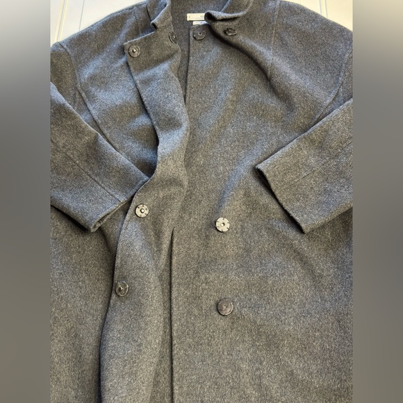 MNG Casual Handmade Womens Sz XS Wool Blend Gray Long Trench Coat Jacket - Picture 2 of 7